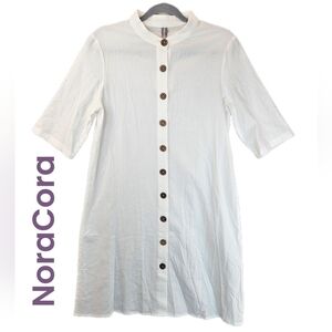 NoraCora Womens Off-white Full Button Front Dress Sz M Beach Cover-Up Boho